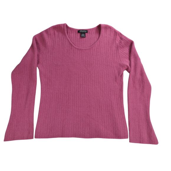 Y2K Xhilaration Pink Sweater L Stretch Angora Blend Ribbed Knit Long Sleeve - Picture 1 of 10